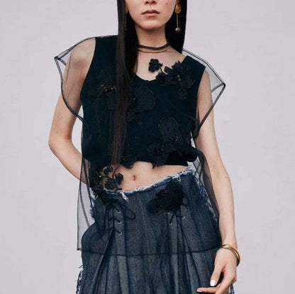 マージTulle Embroideryプルオーバー