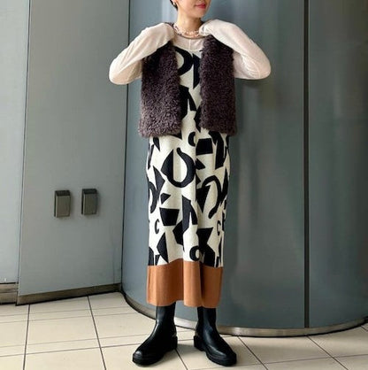 ラート knit one piece 綿レーヨン ニットワンピース
