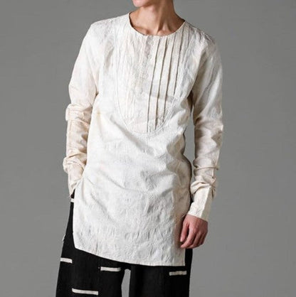 オルヴィトーマス Pleated Bib Shirt コットンレーヨン シャツ
