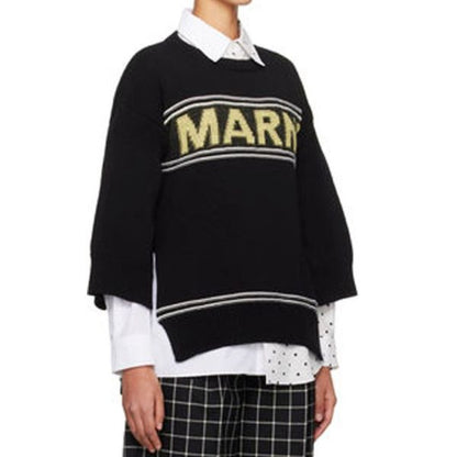 マルニ マキシロゴインターシャニット 綿 セーター